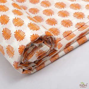 2025 New Gold <b>Yellow</b> Hand Block Leaf Printed 100% Pure Cotton <b>Fabric</b> for Women's Clothing Pillows Bags Outdoor Mattresses Covers - Product Image 4