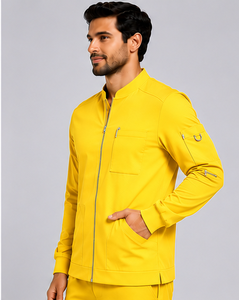 Blouse médicale en coton premium pour homme, fermeture éclair intégrale, manches longues, uniforme d'hôpital, coupe moderne, tenue de travail pour médecins et infirmiers, directement de l'usine - Product Image 3
