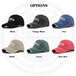 Gorras de Béisbol al por Mayor de Algodón Sarga Sin Estructura con Bordado Personalizado del Logotipo de Los Ángeles, Gorras Estilo Dad de Alta Calidad con Efecto Desgastado - Product Image 5