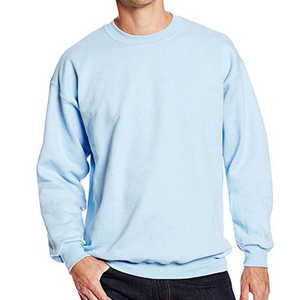 เสื้อสเวตเชิ้ตผู้ชายสีฟ้าอ่อน ทรงปกติ ผ้าฝ้าย คอกลม สวมใส่สบายๆ สำหรับฤดูใบไม้ร่วง สีพื้น ผ้าถักเฟรนช์เทอร์รี่ - Product Image 4
