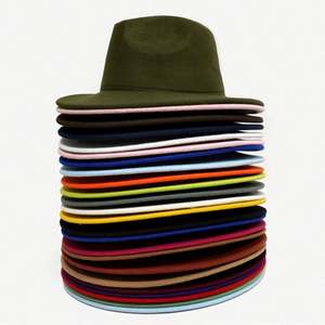 Chapeau Fedora Classique en Feutre à Large Bord, 21 Couleurs Disponibles, Motif Imprimé, Décoration Ruban, Unisexe pour Fêtes - Vente en Gros - Product Image 5
