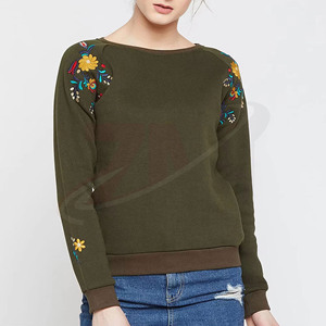Sweat-shirt brodé pour femmes, col rond, manches longues, pull tricoté à fleurs, vêtements décontractés à la mode pour tous les jours, confortables - Product Image 1