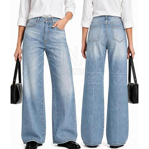 Jean large pour femme, classique, cinq poches, taille haute, coupe régulière, tissu doux et respirant, mode hiver, vêtement quotidien - Product Image 2