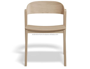Chaise de salle à manger minimaliste contemporaine en teck Chaise en bois et cuir au design moderne pour bar à domicile Banquet de jardin en plein air Événements scolaires - Product Image 2
