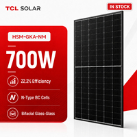 Panneau solaire monocristallin TCL 700 Watts TOPCon, panneaux solaires bifaciaux à double verre, fabricant de modules photovoltaïques pour projets commerciaux