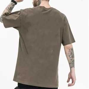 T-shirt décontracté pour homme, coupe ample, couleur unie, manches courtes, col rond, 100% coton, tricoté, teinture unie - Product Image 2