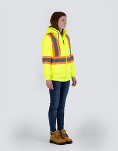Sudadera con Capucha de Alta Visibilidad para Mujer, con Franjas Reflectantes Amarillas, Ropa de Trabajo de Poliéster, Sudadera de Seguridad Industrial para Trabajo Nocturno - Product Image 2