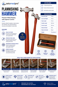 Marteau de façonnage 19 mm, tête de 74 mm, manche en bois de 220 mm, outil de façonnage de bijoux en métal, marron argenté ZETOMEDPRO - Product Image 5