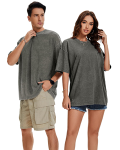 เสื้อยืดทรงโอเวอร์ไซส์ ผ้าฟอกสี 280 กรัม ทรงไหล่ตก คอกลม เสื้อพื้นฐานผู้ชาย วินเทจ แขนสั้น สีพื้น เสื้อยืด unisex - Product Image 4