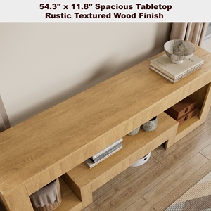 Support <span class=keywords><strong>TV</strong></span> LED personnalisable, console <span class=keywords><strong>TV</strong></span> en bois naturel de 54,3 pouces avec compartiments de rangement, centre de divertissement pour jeux - Product Image 2