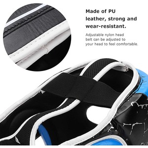 Blue Black Crack Pattern PU Boxing Headgear Protective Full Face Training Gear for Muay Thai MMA Sparring Kickboxing Gym - Product Image 4