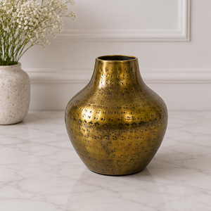 Vase à fleurs Matki antique en métal, finition martelée, vase de table décoratif, décoration de mariage, décoration intérieure, artisanat en fer, vente en gros OEM - Product Image 2