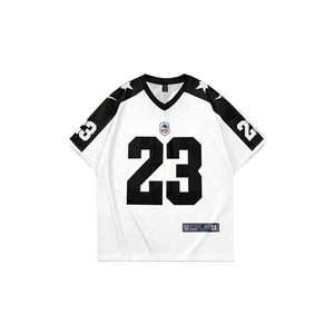 Camiseta de fútbol americano de malla para hombre, cuello en V, poliéster, sublimación, estilo urbano, oversize, panel de estrellas, top deportivo OEM - Product Image 1