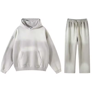 Ensemble de survêtement en molleton moka pour homme, sweat-shirt à capuche et pantalon de jogging, deux pièces, vêtements de sport d'hiver - Product Image 1