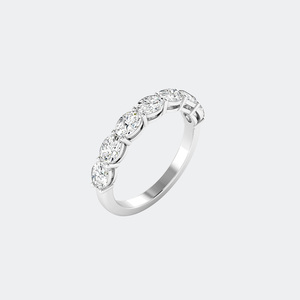 แหวนครึ่งวงกลมทรงรี 1.00CTW ประดับเพชรแบบ Prong Set - Product Image 2