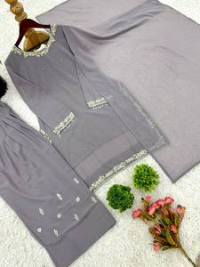 <b>Presenting</b> New Designer Collection In Faux Georgette With Embroidery Work Top-Bottom And Dupatta Set Fully Stitched Ready To Wea - Product Image 6