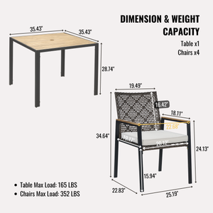 Juego de Comedor de Mimbre para Exterior con Orificio para Sombrilla, Juego de Comedor Más Vendido - Product Image 5