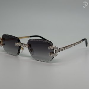 Gafas de sol rectangulares de lujo para mujer, con cristales con efecto hielo, chapadas en rodio, de diseño, unisex. - Product Image 3