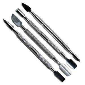 Dual-End Stainless Steel <b>Nail</b> Pusher Tool <b>Set</b> for Manicure with Textured Grip Handle - Product Image 5