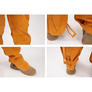 Best Performance Cowhide <b>Split</b> Leather Yellow Welding Pants Heat and Flame Resistant Heavy Duty Work Safety <b>Trousers</b> - Product Image 6