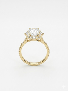 Anillo de Compromiso con Halo de Diamantes Radiantes, Anillo de Oro Vintage para Novia, Anillo Único de Oro Amarillo de 14K con Diamante Cultivado en Laboratorio, Joyería Fina, Regalo Elegante - Product Image 5