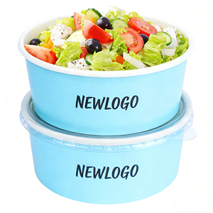 Bol à salade et à soupe jetable en papier kraft biodégradable imprimé sur mesure, résistant à la graisse, de qualité alimentaire, vente en gros pour la restauration - Product Image 2