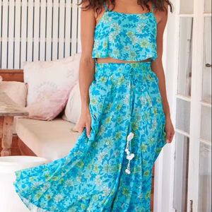 Conjunto de Dos Piezas Estampado de Alta Costura, Top y Camiseta sin Mangas, Ropa de Fiesta y Club de Verano para Mujer - Product Image 1