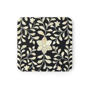 Premium Indian Bone Inlay <b>Coasters</b> Set of Designer Walnut <b>Drink</b> Pads <b>for</b> Home Dining Office Classic Interior Styling Mats & Pads - Product Image 1