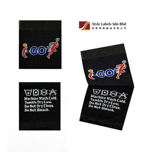 Étiquettes de style personnalisées de qualité supérieure en tissu damassé tissé, découpées au laser, cousues, lavables, pliées au centre, pour vêtements et sacs, avec possibilité d'ajouter un logo - Product Image 2