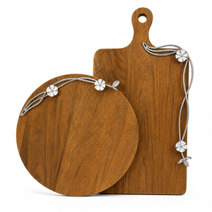 Wood Cheese Board Luxury <b>Floral</b> Metal Inlay Charcuterie Serving Platter Decorative Wooden Tray for Restaurant Hotel Catering - Product Image 6