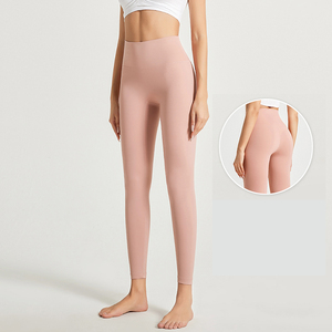 High Waist Full Length Yoga <b>Leggings</b> <b>Seamless</b> Solid Color Spandex Nylon Elastic Waist Pants - Product Image 2