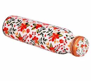 Blossom Print <b>Copper</b> Water Bottle White Decorative Drinking Bottle Reusable <b>Screw</b> Cap Travel Office Kitchen Flask Holder - Product Image 6