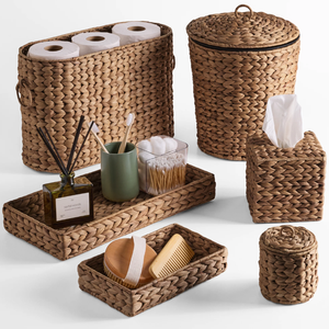Earth-friendly Water Hyacinth Set 6-Piece Storage Baskets for <b>Bathroom</b> & Laundry Organizing Handwoven by Vietnamese - Product Image 1