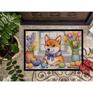 Shiba Inu Easter Decor Doormat New 18H X 27W <b>Indoor</b> Outdoor Non-Slip Low Pile Rug Washable Front <b>Door</b> Entryway <b>Mat</b> - Product Image 3