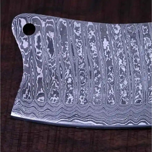 Cuchillo de Cocina Burraq OEM Hecho a Mano de Acero de Damasco de Grado Industrial, Cuchillo Multifuncional con Patrón de Gota de Lluvia, Funda de Cuero - Product Image 6