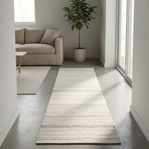 Tapis de couloir moderne en coton tissé plat rayé crème, dernière conception, lavable, fin, à prix de gros - Product Image 5