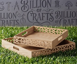 Bandeja de Madera para Servir al por Mayor con Asas, Diseño Lateral Cortado con Láser, Bandeja Decorativa para Mesa, Bandeja de Almacenamiento Personalizada Hecha a Mano - Product Image 5