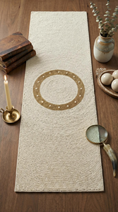 Chemin de table en perles colorées pour une décoration de salon bohème moderne, chemin de table perlé fait main avec broderie florale estivale - Product Image 4