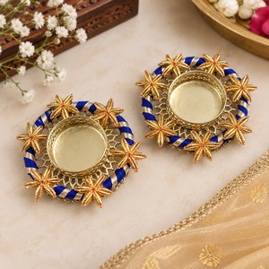 Handmade Brass <b>Tea</b> Light Holder Floral Printed Decorative <b>Tea</b> Light Base <b>Set</b> Home Wedding Christmas Table Decor House Warming - Product Image 3