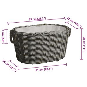 Panier à bois de chauffage tissé Gray Willow 23,6''x15,7''x11'' avec poignées de transport - Product Image 6