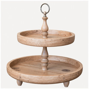 Handcrafted 2 Tier Wooden Cake Stand & Farmhouse Serving Tray for <b>Wedding</b> Parties Mango Wood Cupcake Display Stand & Dessert - Product Image 1