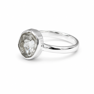 Anillo Minimalista de Cuarzo Herkimer Natural, Plata 925, Hecho a Mano, Cuarzo Crudo Solitario, Joyería Fina, Mayorista - Product Image 3