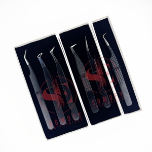 Customizable Private Label Professional Eyelash Tweezers Stainless Steel Lash Extension <b>Tool</b> Fiber Tip Beauty Use Strong - Product Image 2