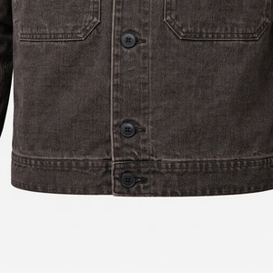 Chaqueta de Mezclilla Negra para Hombre de Alta Calidad, Estilo Casual, con Botones, para Trabajo, OEM, Personalizada, al por Mayor - Product Image 4