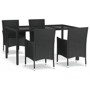 <b>Black</b> Rattan Outdoor Dining Set 4 Seater Weather Resistant Patio Garden Furniture Contemporary Design Metal <b>Frame</b> - Product Image 4
