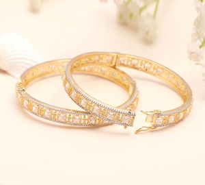 Gold Plated Ruby and CZ Stone <b>Bangle</b> Handmade Traditional Indian Brass <b>Bracelet</b> Wedding Jewelry for Women - Product Image 1
