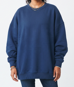 Sudadera Oversize de Cuello Redondo para Mujer, Informal, 100% Algodón Polar, Ajuste Holgado, Hombros Caídos, Transpirable, Tejido de Punto - Product Image 5