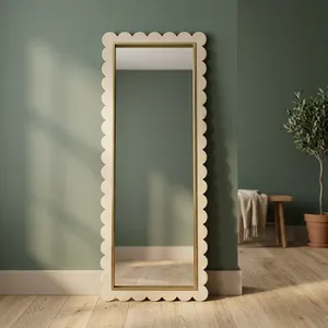 Scalloped Wooden Framed <b>Mirror</b> <b>Rectangle</b> Modern Design Freestanding Home Decor - Product Image 5