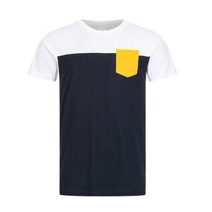 Camisetas de Verano para Hombre de Alta Calidad, 100% Algodón, Combo de Tres Colores, Amarillo, con Bolsillo y Parche Personalizado, Cuello Redondo, Transpirables y Antiarrugas - Product Image 1