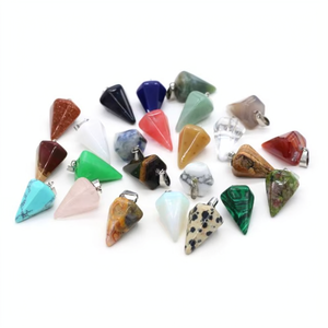 Colgantes de Piedras Preciosas Naturales Variadas, Joyería de Alta Calidad para Hacer Collares DIY, Accesorios de Moda con Forma de Cono Multilateral - Product Image 1